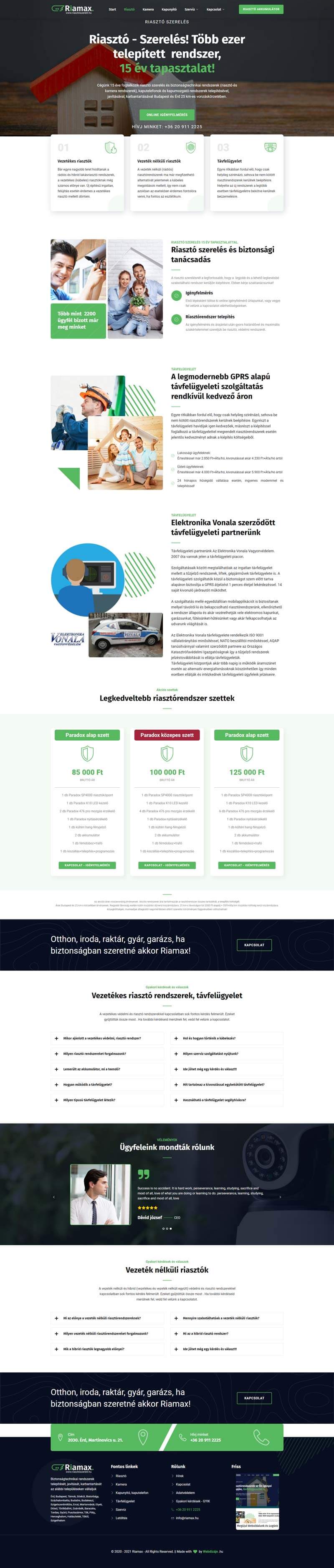 Céges weboldal fejlett igényfelmérő űrlap rendszerrel - Riasztószerelő.hu