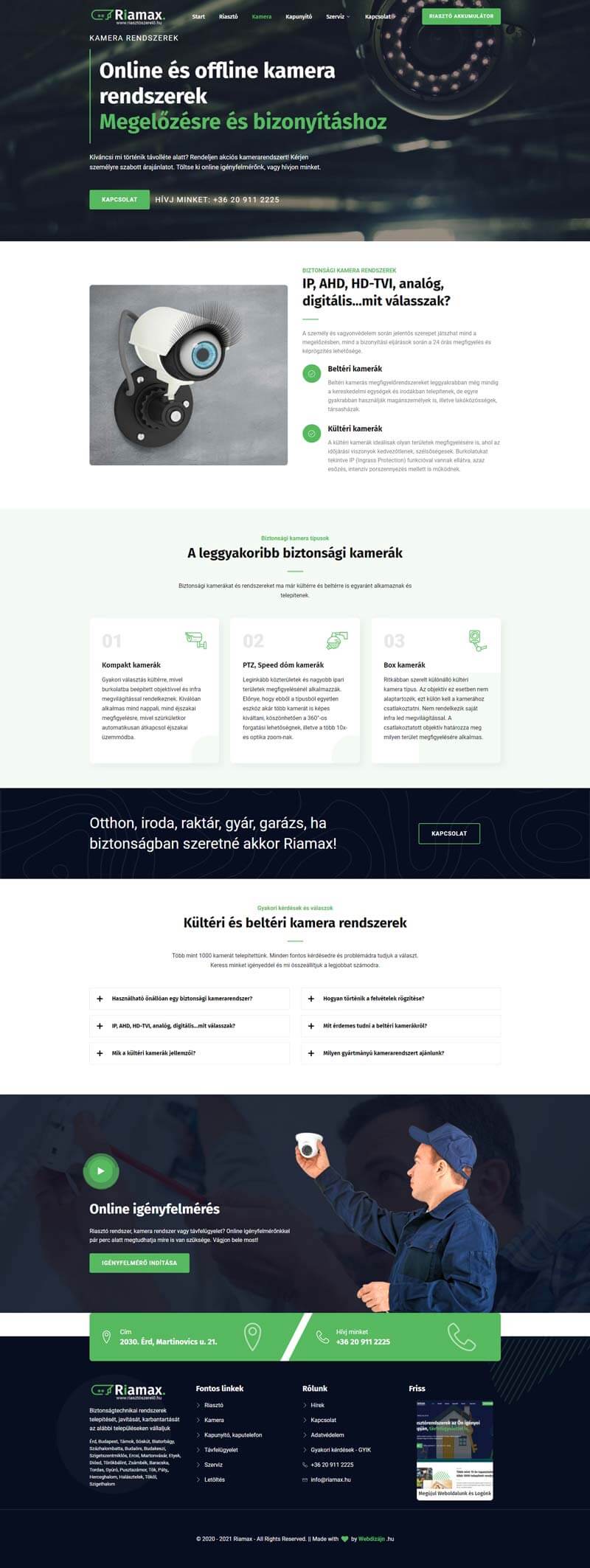Céges weboldal fejlett igényfelmérő űrlap rendszerrel - Riasztószerelő.hu