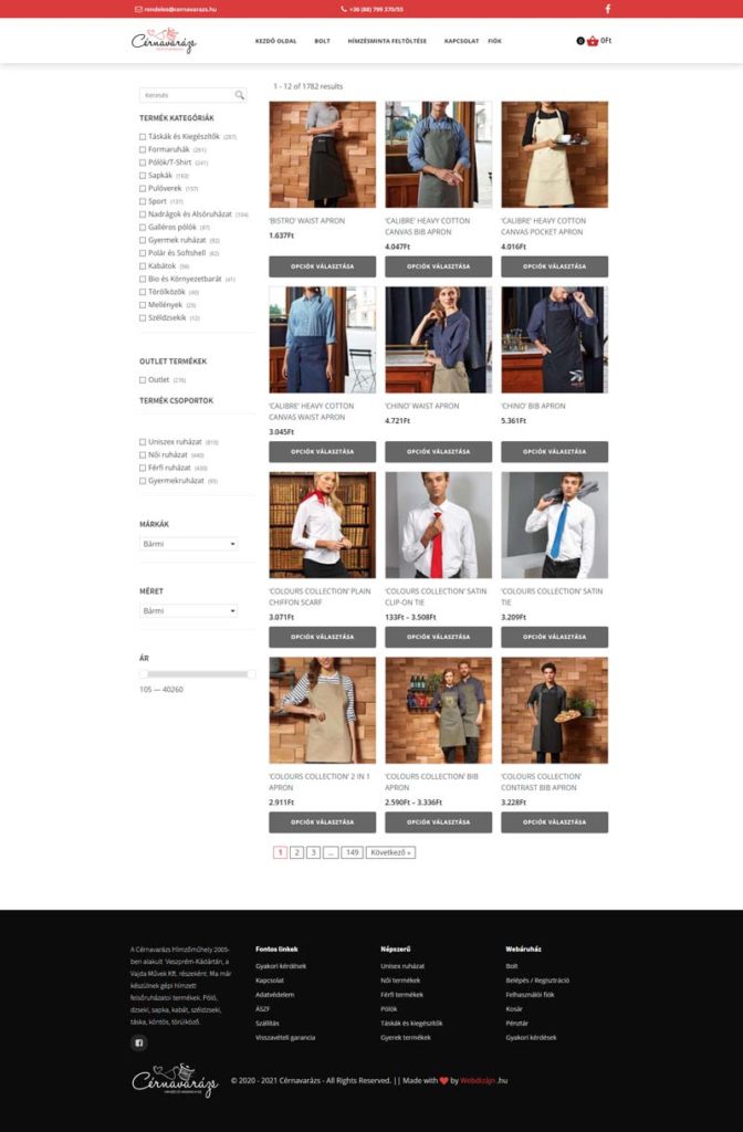 Webáruház termék variációkkal (több mint 40.000) - Cérnavarázs - WebDizájn .hu Webáruház termék variációkkal (több mint 40.000) - Cérnavarázs