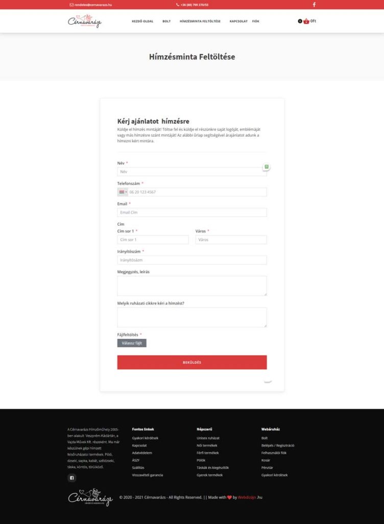 Webáruház termék variációkkal (több mint 40.000) - Cérnavarázs - WebDizájn .hu Webáruház termék variációkkal (több mint 40.000) - Cérnavarázs