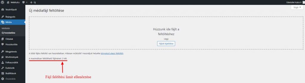 WordPress Admin - Média - Új hozzáadása