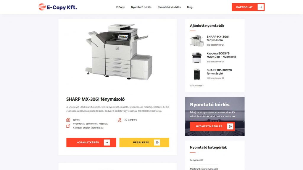 nyomtató termék katalógus blog elrendezés