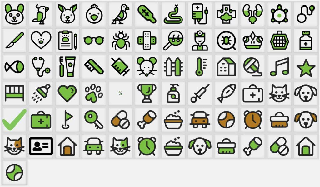 Egyedi ikonok állatkórház webdizájn